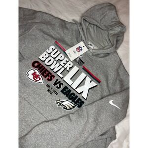 Nike Super Bowl LIX 59 Chiefs‎ vs Eagles NFL Hoodie Sweatshirt XXL Grey NWT $128